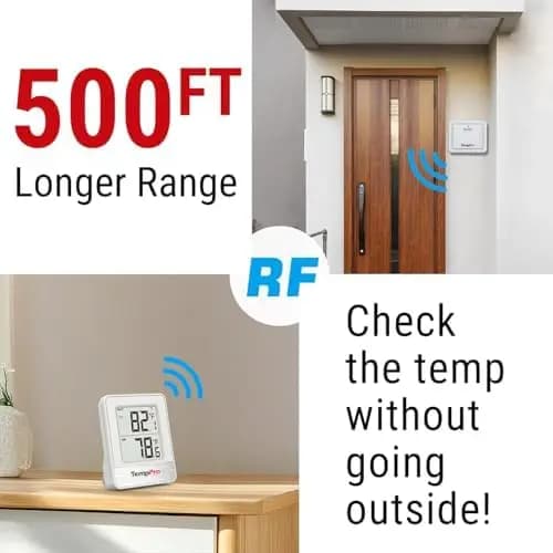 Termometro Wireless TempPro 500FT – Monitor di Temperatura per Interni ed Esterni per Casa, Patio, Stanze per Bambini e Rettili
