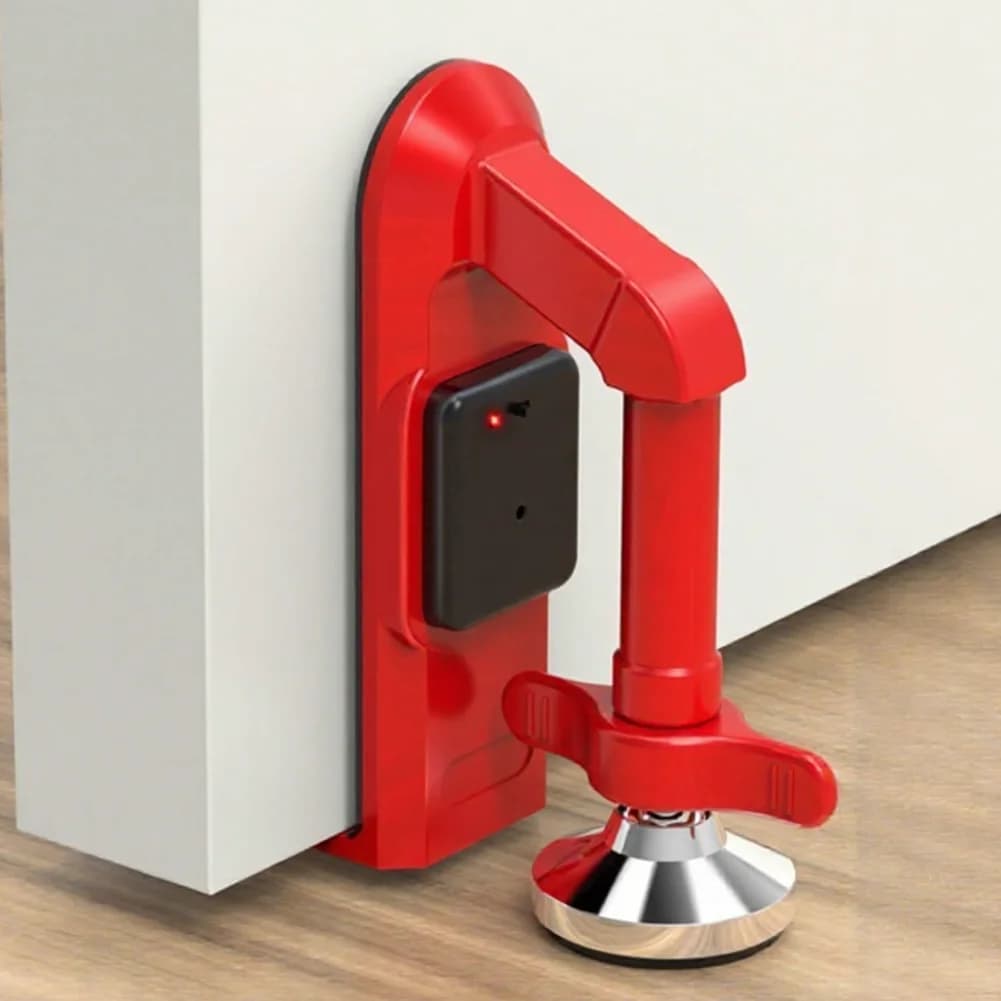 Compact Door Stop with Alarm Portable Anti-Theft Device for Hotels Apartments Travel No Drilling Quick Release Alloy Material