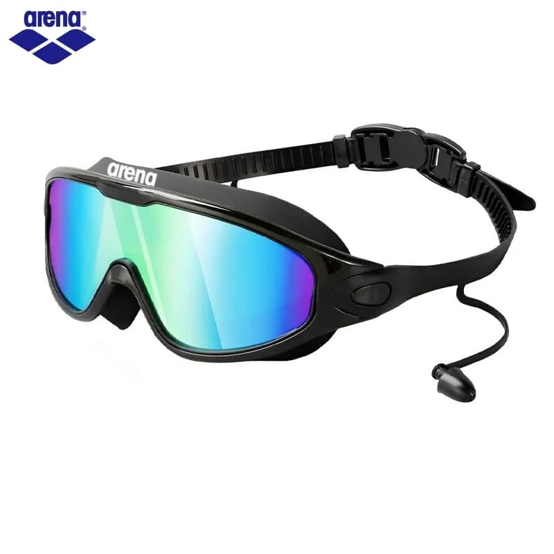 Large frame adult swim goggles with high-definition anti-fog electroplating and silicone anti-ultraviolet protective lenses