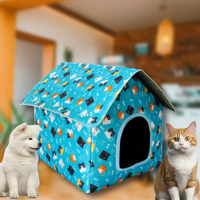 Cuccia Impermeabile per Gatti da Esterno, Tenda Cuccia Ripiegabile e Lavabile per Gatti e Cani di Piccola Taglia, Ideale per Cuccioli