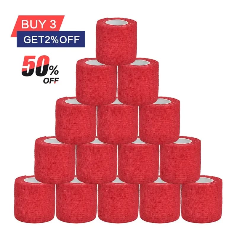 Self-adhesive Red Sports Elastic Waist Band 6/12/24 pcs for Knee Support Bearings, finger, ankle, palm, shoulder