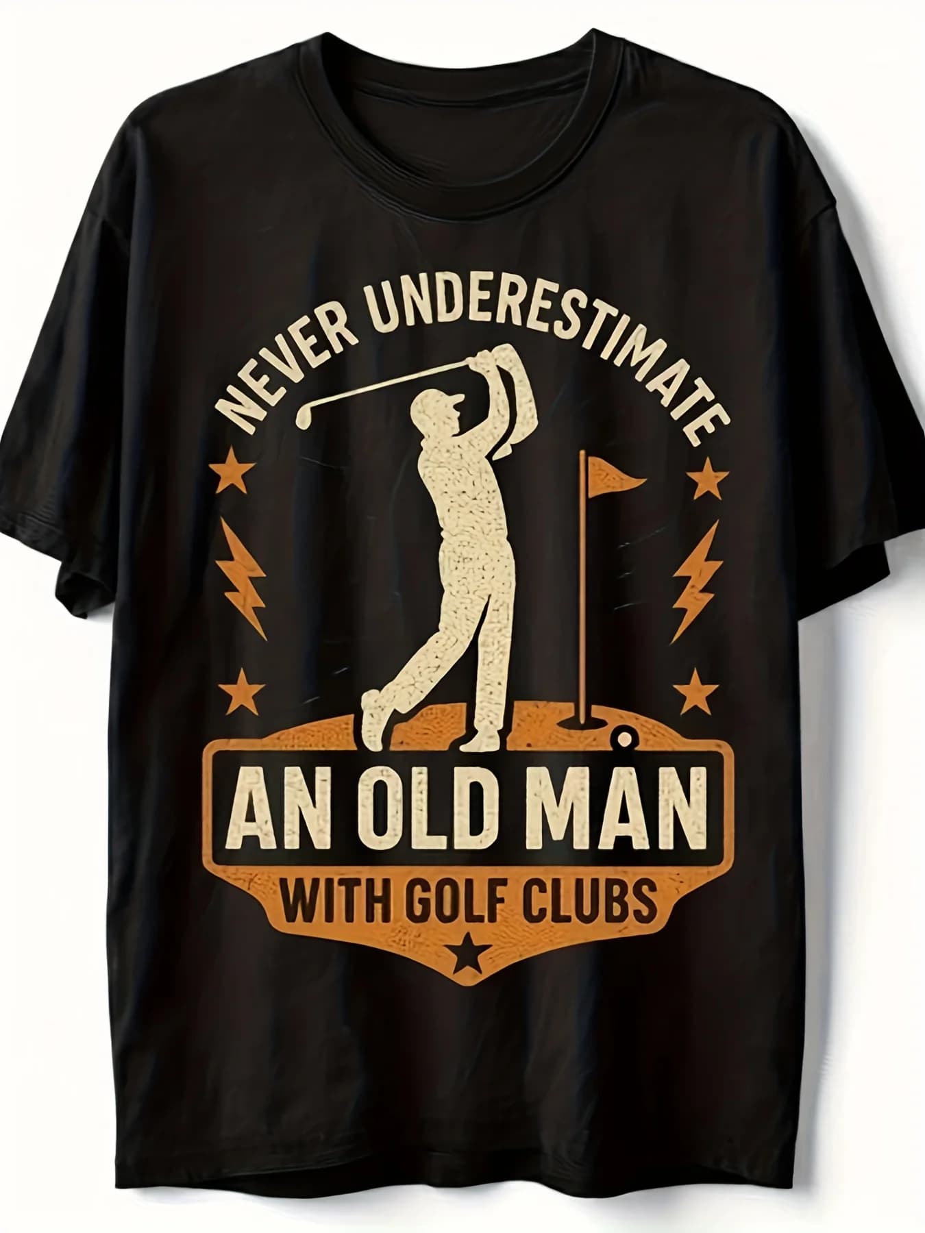 Maglietta Never Underestimate Old Man Golf Clubs T-shirt da uomo casual estiva in cotone 100% con scollo a O e maniche corte