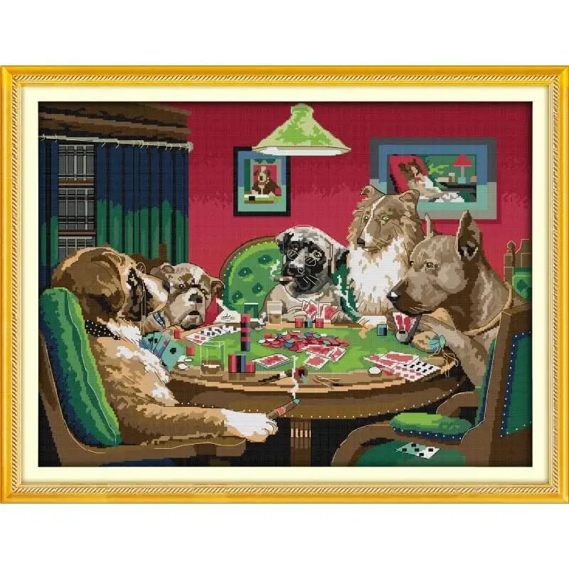 Gioco del cane Pittura Punto croce Kit 14ct 11ct Conteggio Stampa Tela Tessuto Fai da te Modello animale Ricamo Set Decorazione della casa