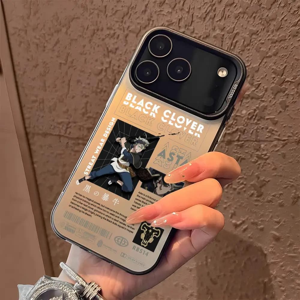 Custodia per telefono Anime B-Black C-Clover per iPhone 17 16 15 14 13 12 11 Pro Max Designer Opaca Laser Aurora