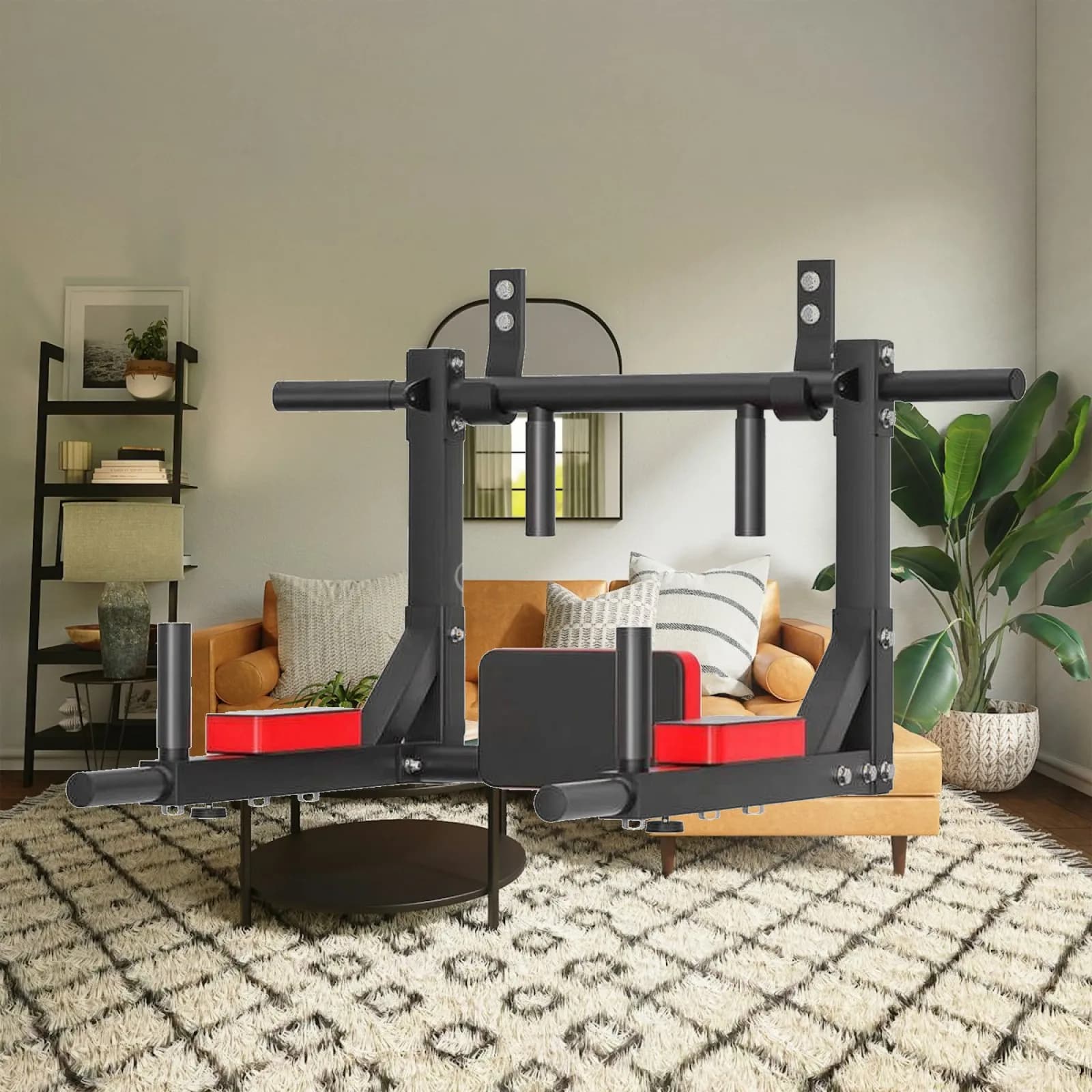 Pull up and Station Black Metal Multifunction Exercise Bar Heavy Duty Steel