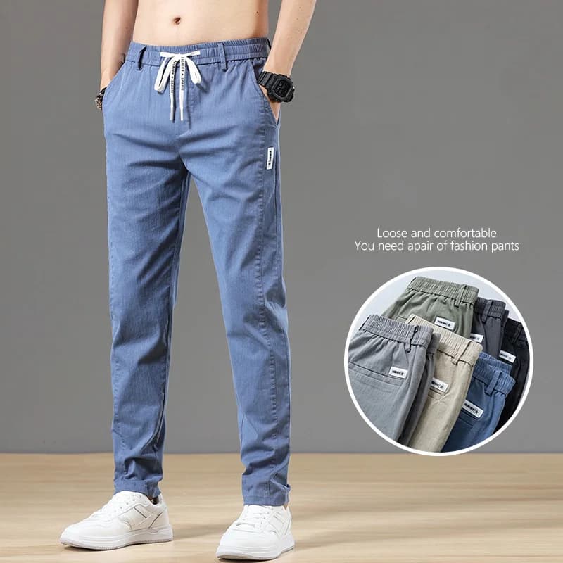 6 colori estate uomo classico cotone tinta unita moda business pantaloni casual elastico in vita moda coreana abbigliamento uomo 28-38