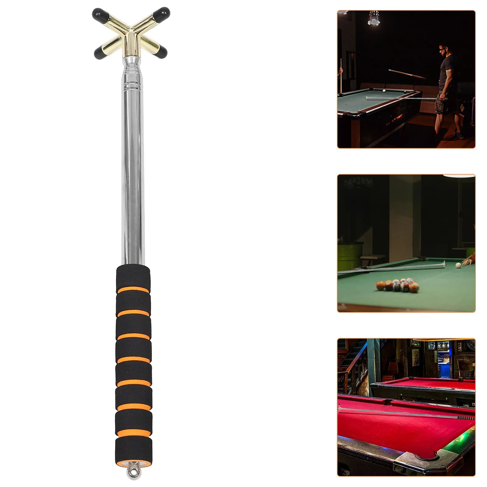Stecca da Biliardo Premium con Testa a Croce Rimovibile in Acciaio Inossidabile, Design Telescopico per Tavolo da Biliardo, per una Presa Stabile