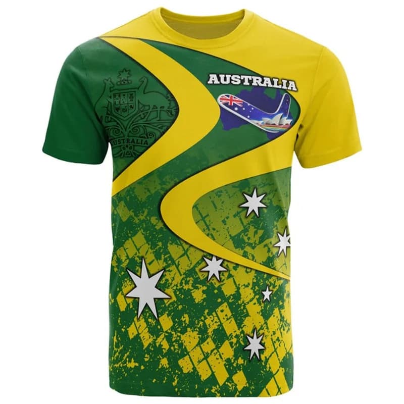 3D Print Australia Flag magliette uomo Australian National Emblem T-shirt Street Summer Sports manica corta T-shirt larghe abbigliamento