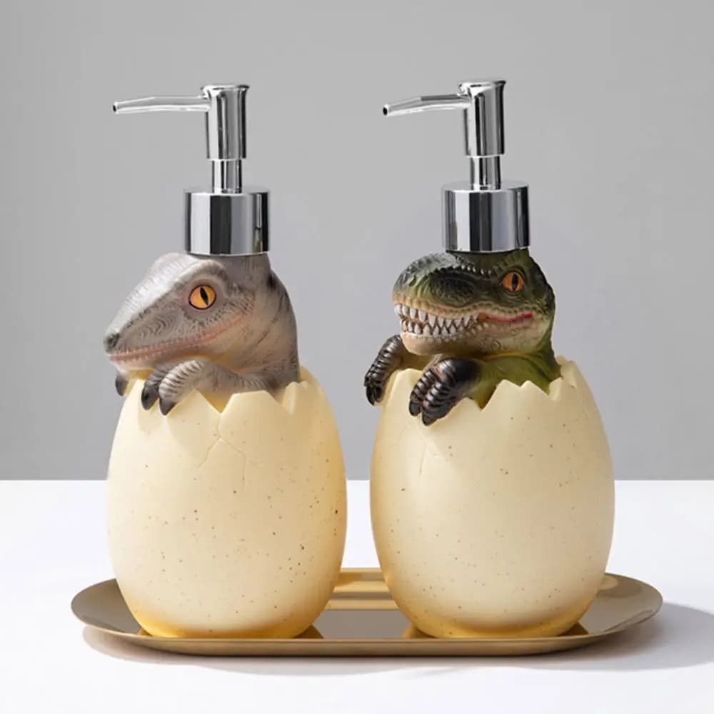 Dispenser di Sapone Liquido da 560ml a Forma di Dinosauro, Bottiglia Vuota per Shampoo con Erogatore a Pressione, Accessori per il Bagno