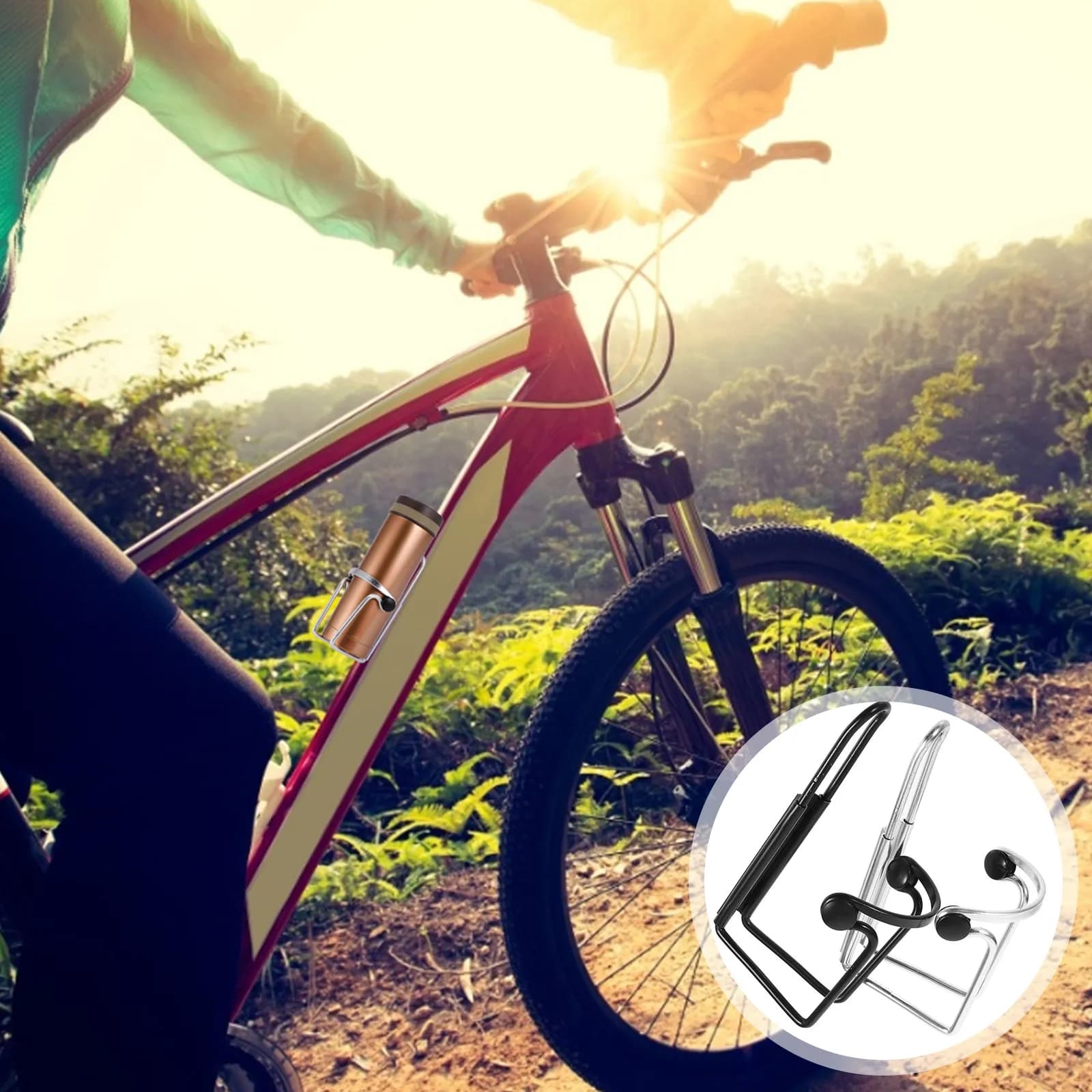 Portabottiglie per bicicletta in ABS resistente da 2 pezzi, compatibile con bottiglie standard, superficie liscia, nessun graffio, guida sicura e stabile