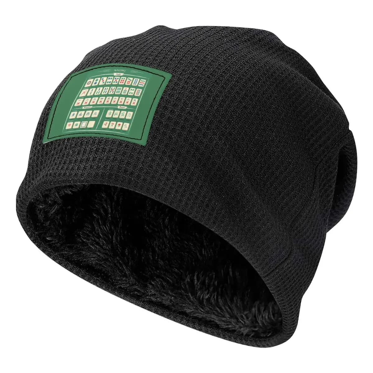 Mahjong Piastrella Modello Unisex Berretti per adulti Berretti Foderato in pile Cappello a cuffia Caldo Hip Hop Autunno Inverno Outdoor Skullies Cappelli