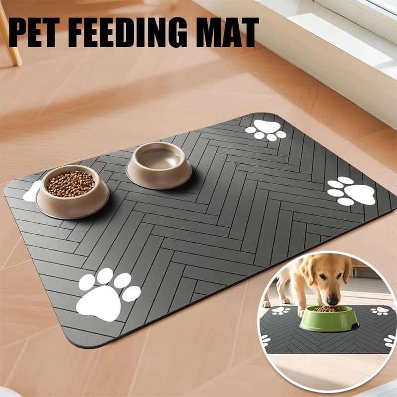 Tappetino per l'alimentazione degli animali domestici per ciotole di cibo e acqua, assorbente, ad asciugatura rapida, con base in gomma, per cani e gatti, 3040/4050/4060 cm