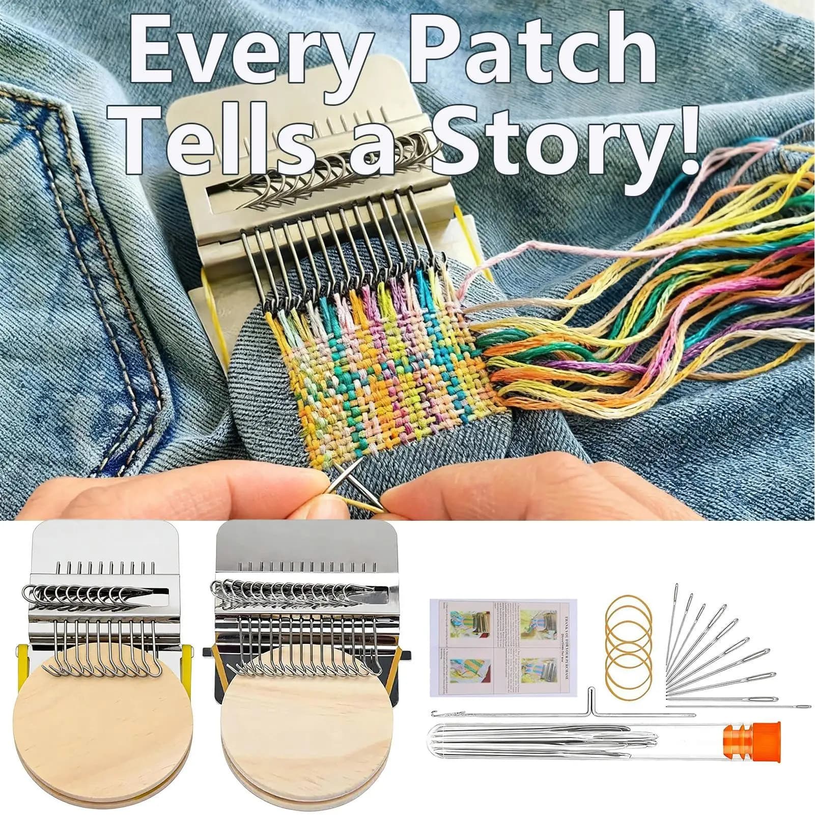 Knitting Patch Kit Small Sewing and Clothing Kit Multi-functional Patch Loom Set for Repairing Jeans Socks Clothes