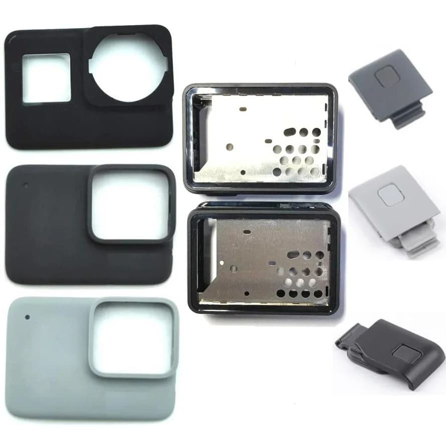 Per GoPro Hero567 nero/argento/bianco accessori originali telaio porta anteriore pannello frontale/obiettivo filtro UV/coperchio USB batteria/custodia