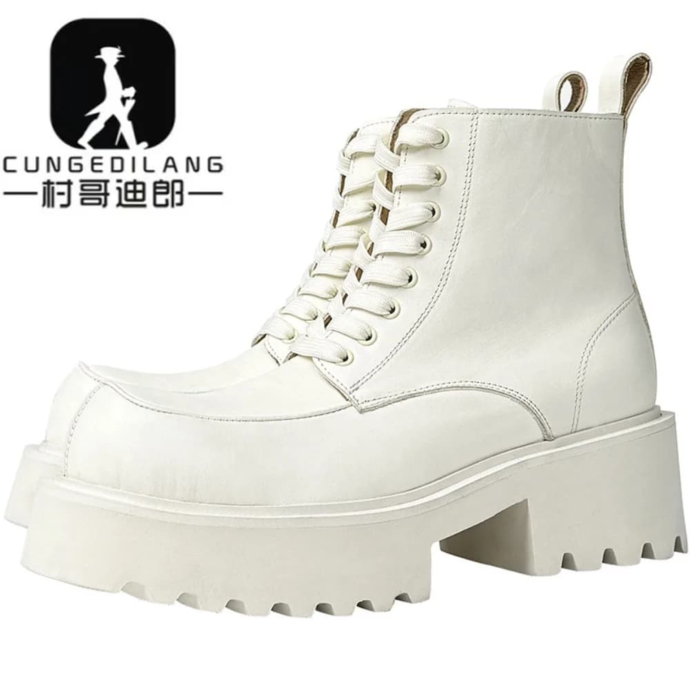 Men's Leather Boots Four Seasons Outdoor Casual Hiking Boots Retro Fashion Work Boot Thick Bottom Ankle Boots Anti-slip 2026