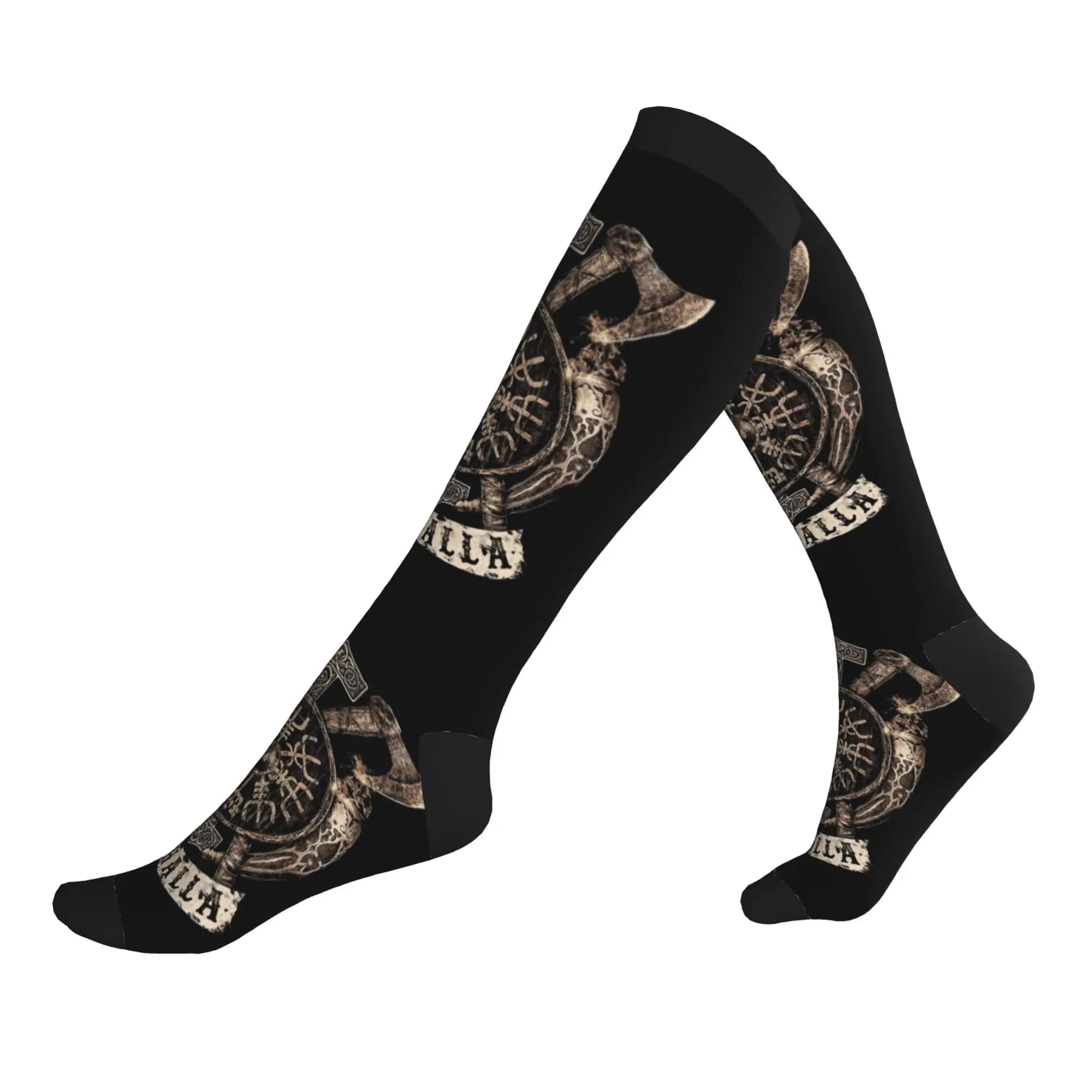 Kawaii Men's Viking Vegvisir Shield Dress Socks Unisex Breathbale Warm 3D Printed Sports Compression Socks