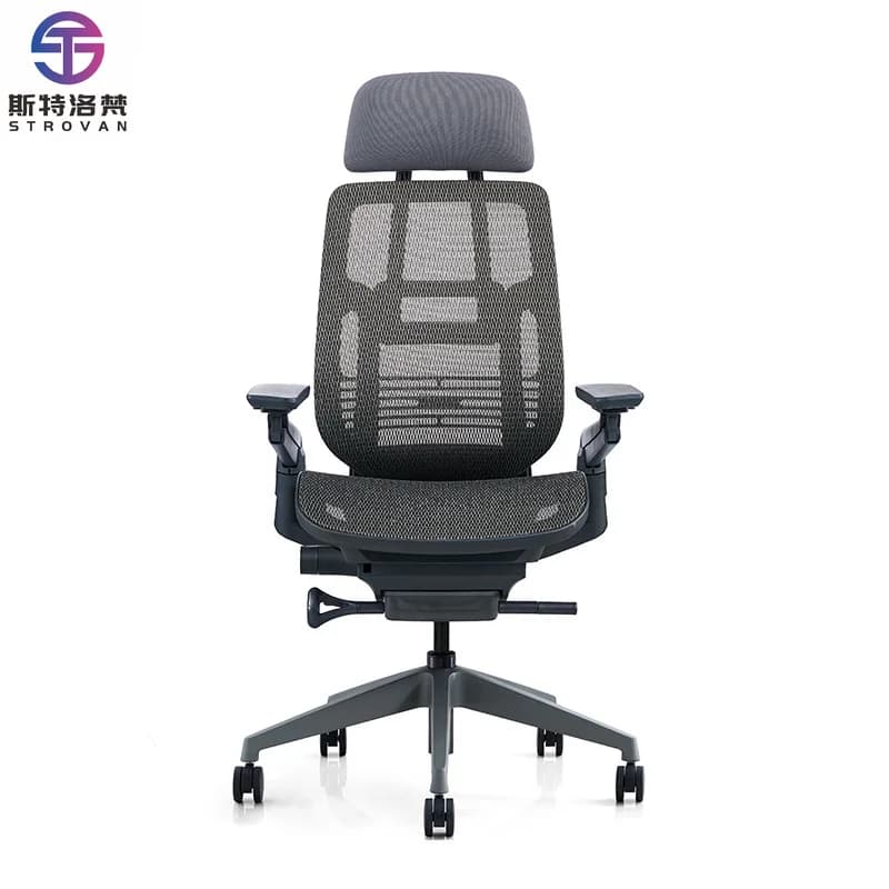 Sedie ergonomiche girevoli nere a rete piena con schienale alto di nuovo stile Sedia da ufficio con supporto lombare regolabile