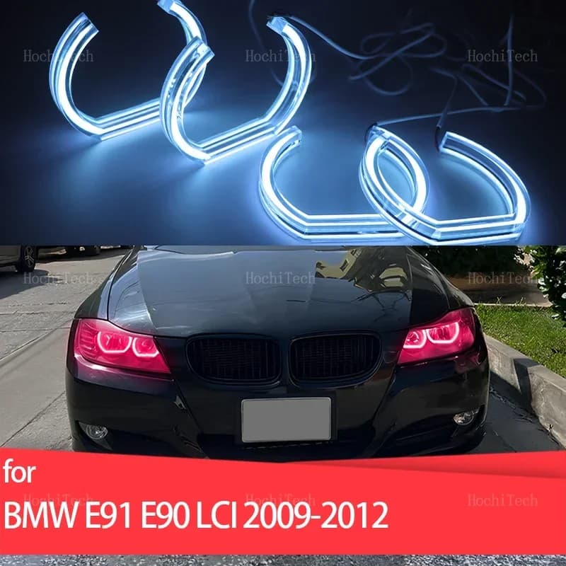 RGB multi colors Light Rings APP control DRL LED Angel Eyes Kit for BMW 3 series E90 E91 facelift 2009-2012 Halogen headlight