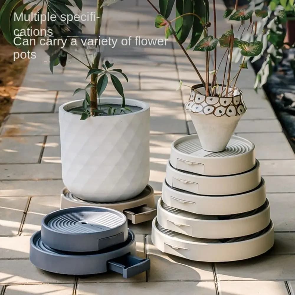 Round Movable Plant Stand Universal Wheel Non-Slip Rolling Plant Tray Stable High Load Bearing Plants Pots Holder Outdoor