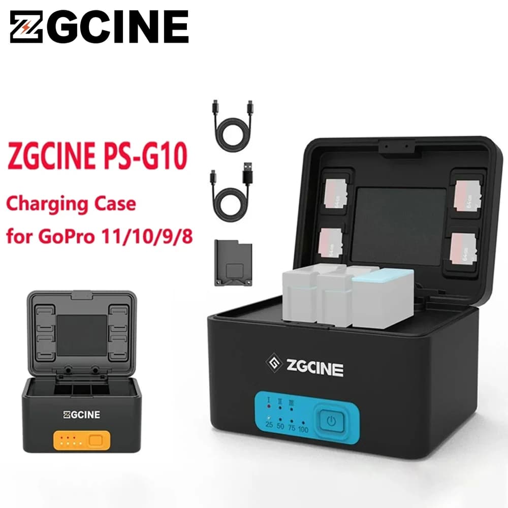 Custodia per scatola di ricarica rapida batteria ZGCINE PS-G10 per GoPro Hero 11 10 9 8 7 6 5