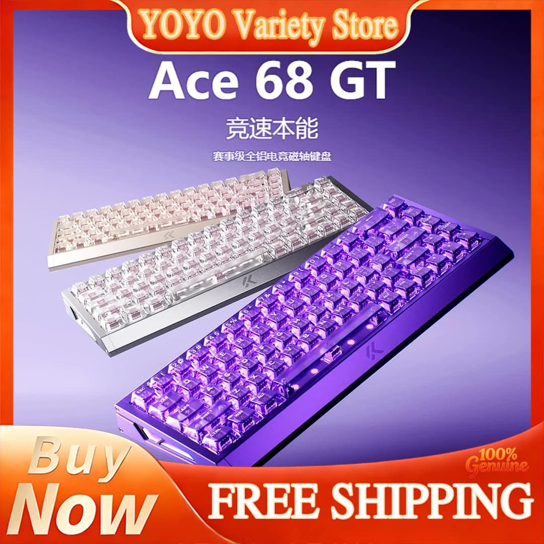 Tastiera Meccanica Magnetica MCHOSE Ace 68 GT in Alluminio, Tasso di Polling 16K, Keycaps Trasparenti in Fibra di Carbonio, per Esports e Gaming Valorant