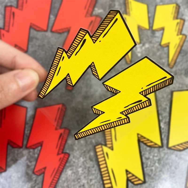 Yellow and Red Lightning Durable Vinyl Stickers Decals Waterproof DIY for Road MTB Bike Frame Top Tube Helmet Decor Accessories