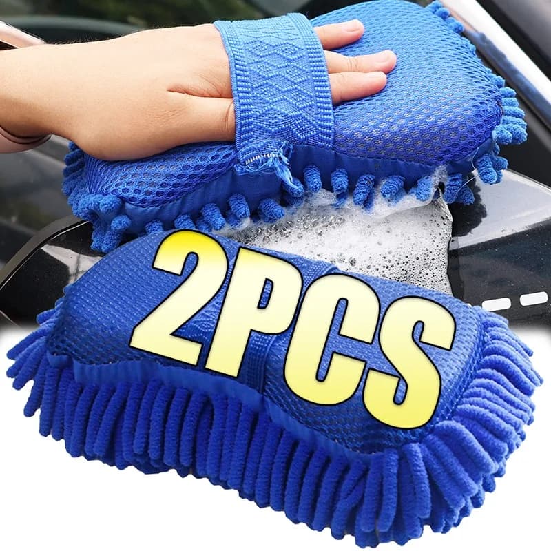 1/2PCS Guanto per lavaggio auto Microfibra Ciniglia Spugna per lavaggio auto Cura libera Lavaggio Dettagli Spazzola Pad Strumento di pulizia automatica multifunzione