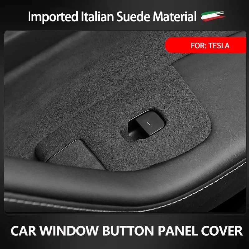 4 pezzi in pelle scamosciata premium italiana per porta finestra sollevatore pulsante interruttore cornice decorazione copertura rivestimento protezione per Tesla modello 3 modello Y