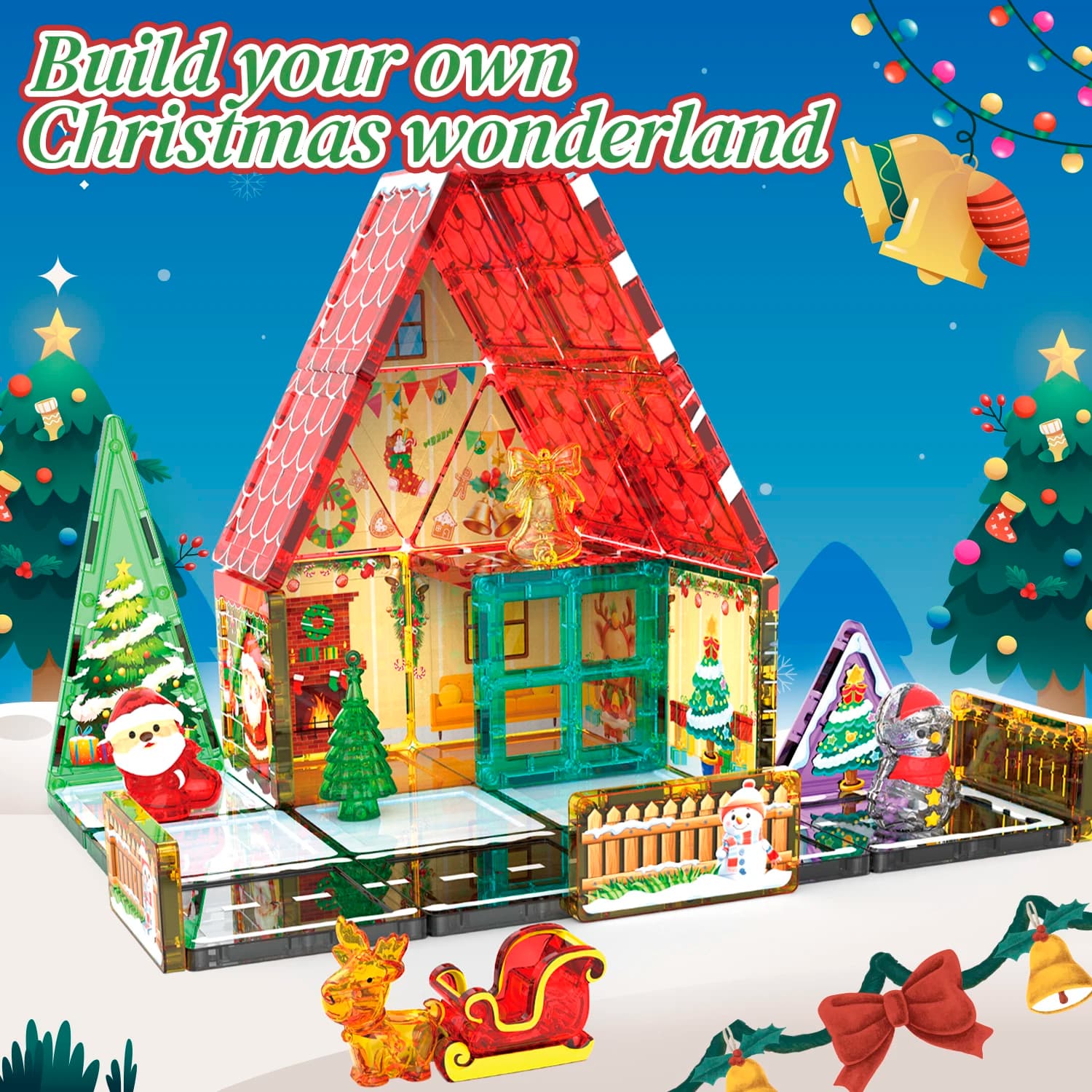 2025 Natale Finestra colorata Piastrelle magnetiche Blocchi di costruzione Set Puzzle fai da te Puzzle 3D Capodanno Giocattoli per bambini Regali di Natale