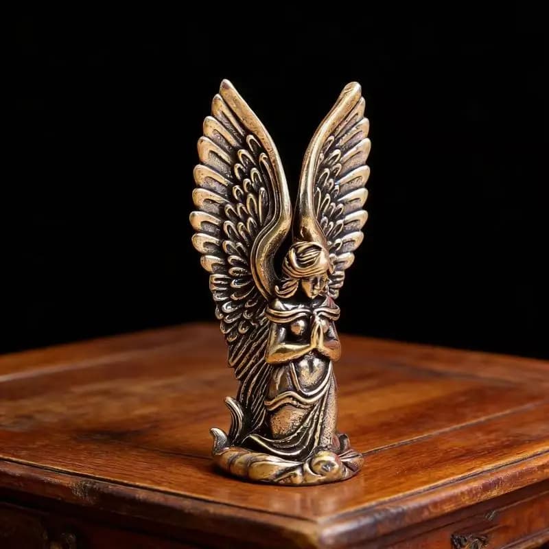/KQM/Goddess Angel Figure Home Decor Guardian Angel Statue Decoration Retro Home Decor Desktop Tea Pet Craftwork Bronze Ornament