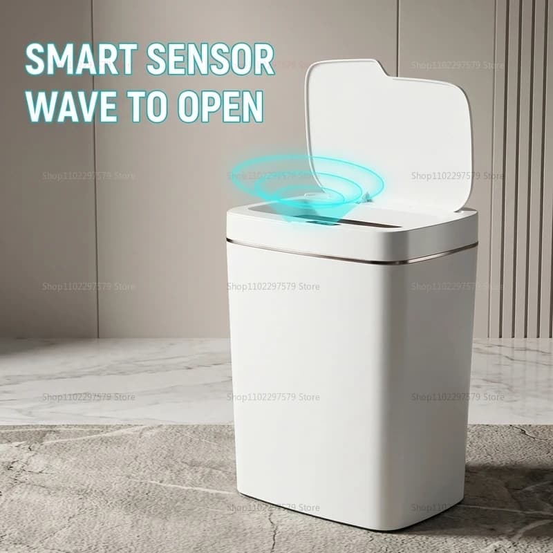Cestino Intelligente con Sensore 15L, Pattumiera Automatica Senza Contatto per Cucina e Bagno, Ecologico, con Sacchetti, per Casa e Ufficio