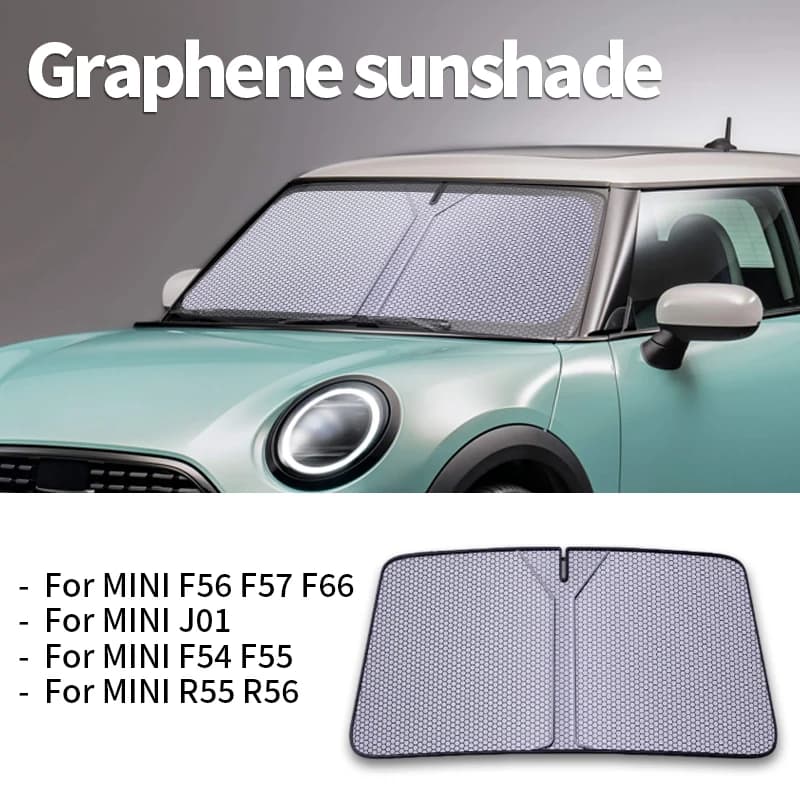 Per Mini R56 R55 F54 F55 F56 F57 J01 F66 Parabrezza anteriore in grafene Visiera parasole Auto Protezione a doppio strato Parasole Accessori auto