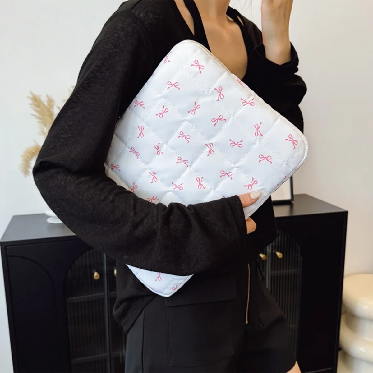 Borsa per Laptop Oxford Trapuntata con Stampa a Fiocco, Semplice e Casual, Antiurto con Cerniera, Multi-Misura per Ufficio e Pendolarismo