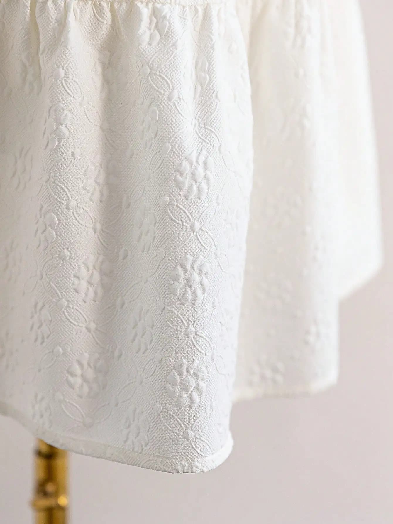 Women's Floral Jacquard Mini Dress With Ruffle Cap Sleeve A-Line Fit For Spring Summer