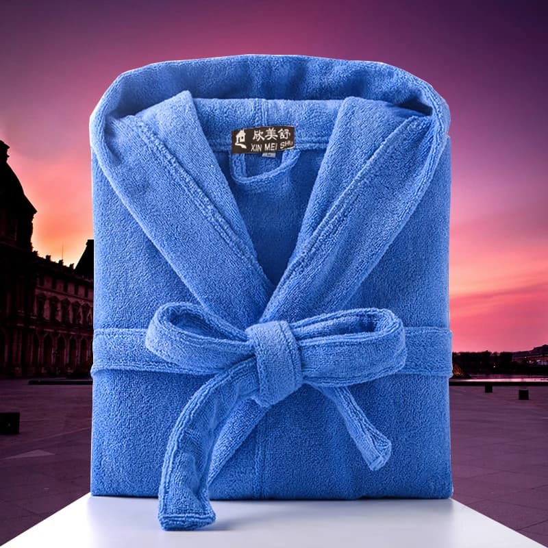 100% cotton men's cap bathrobe Long towel in sponge Large towel and high women's bathrobe Night watch Basic hotel dress