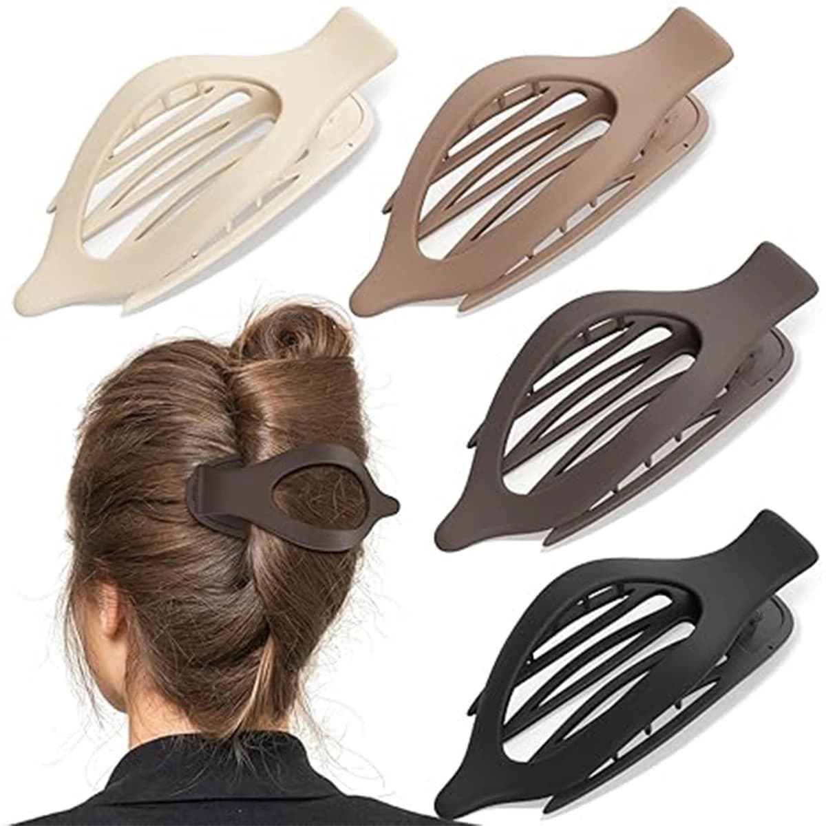 4 pcs Large Flat Hair Clip for Women Girls Comfortable Curved Design Large Anti-slip Opaque Power Clip for Thick End Curved