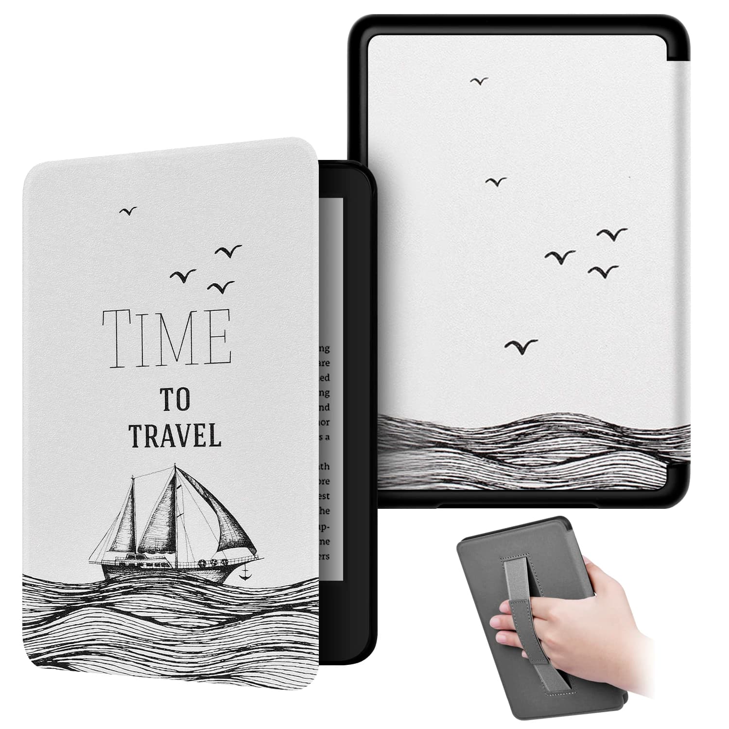 Per Kindle Paperwhite 12th Custodia verniciata con cinturino da polso Smart Cover per Paperwhite 5 SA569P/SA568B 2024 Guscio protettivo