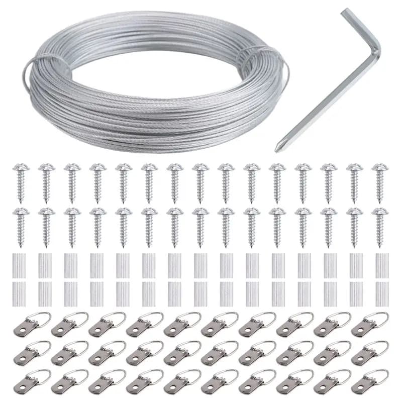 N96R 100 Pcs Picture Hanging Wire Kit, 100 Feet Heavy Duty Wire Picture Hanging For Photo Mirror Frame Artwork