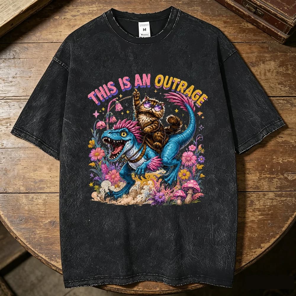 Dungeon Crawler Carl cotton Vintage Washed tshirt teen kawaii streetwear Vintage Pop Culture 80s Y2k Comfortable Digital 80s