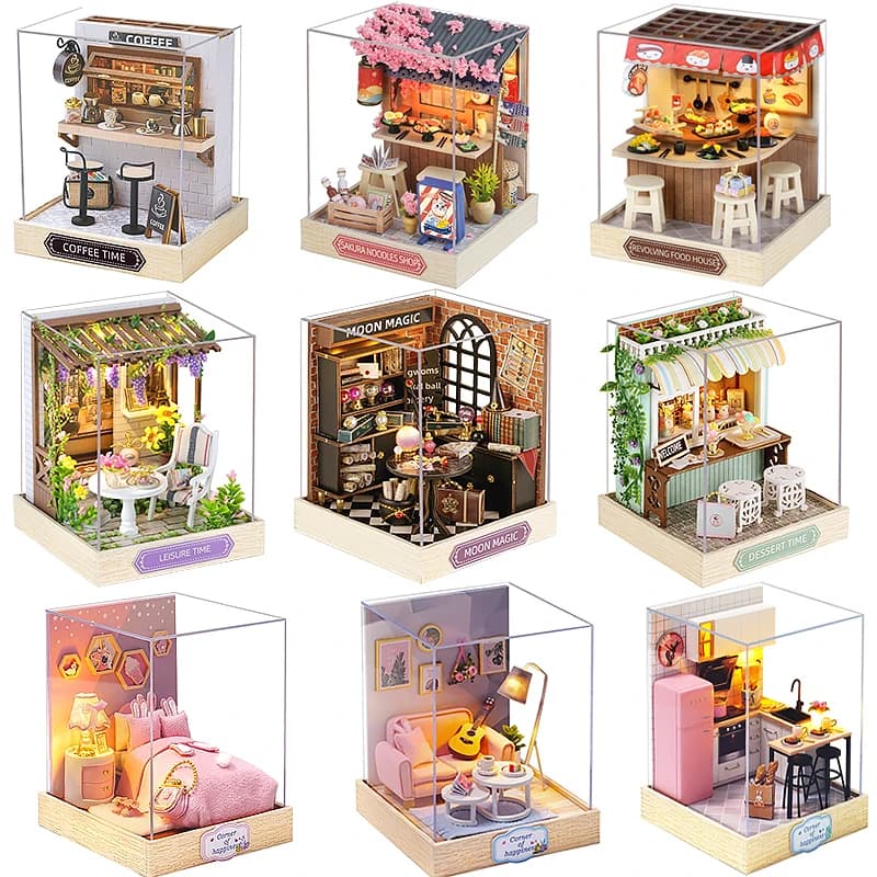Mini Doll House DIY Small House Kit Handmade Puzzle 3D Design Bedroom Assembly Model Decorative Wooden Gift