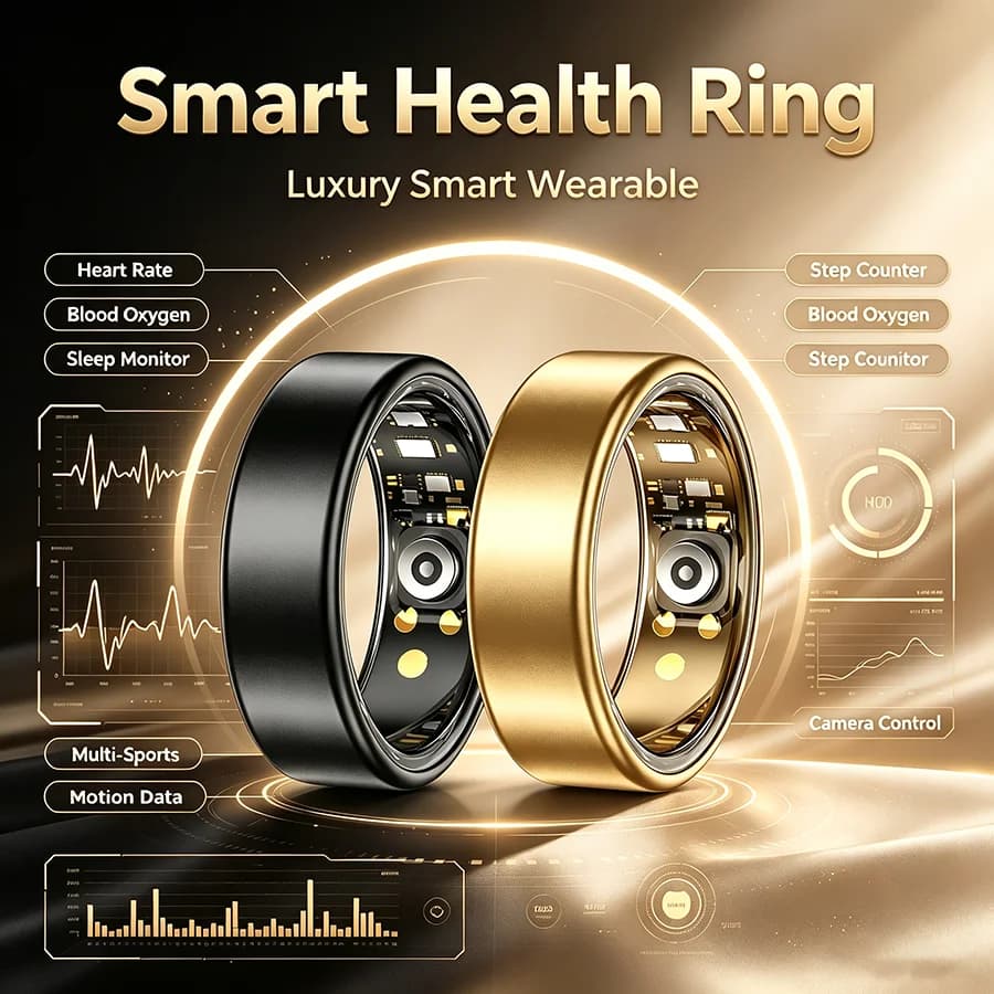 Ola Esporte Smart Ring Men Women Couple SmartRings Heart Rate Monitor Waterproof 100+Sport Modes Super Light Skin-friendly Wrist