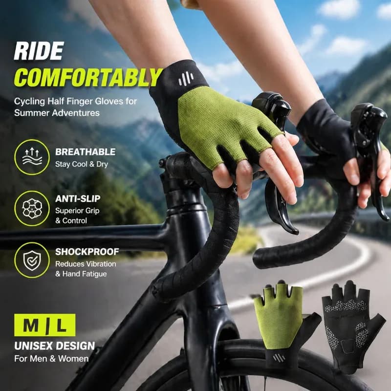 Guanti da Ciclismo Leggeri e Traspiranti con Tessuto Ventilato, Comfort Assorbente per Pesca, Mountain Bike, Ciclismo su Strada e Sport Quotidiani