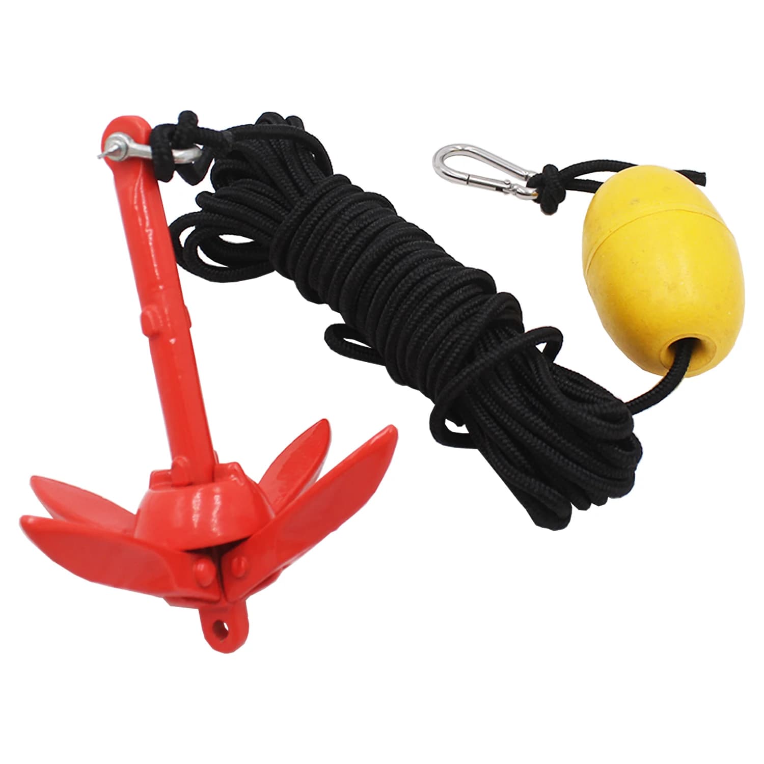 SSTT Nuovo kit di ancoraggio per kayak con puntali pieghevoli portatili da 1,5 libbre con corda marina da 40 piedi per la nautica e gli sport acquatici