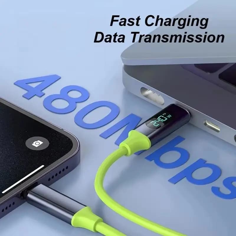 Cavo USB C 240W PD 3.1 con Display Digitale, Ricarica Super Veloce, Cavo in Silicone Liquido Tipo C per iPhone 16 15 Samsung Xiaomi E-Marker
