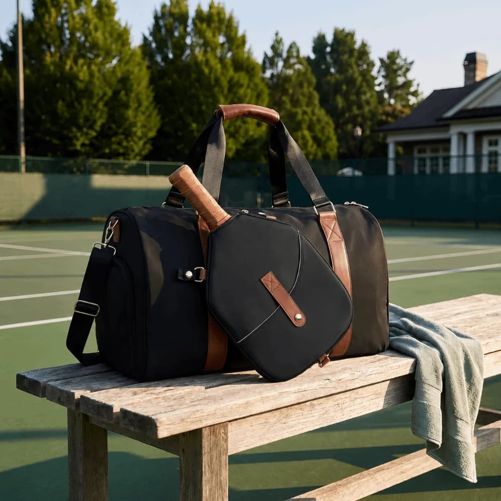 2 in 1 Pickleball Paddle Bag Large Capacity Wear Resistant Tennis Racket Bag Detachable Strap Multi-Pockets Racket Bag
