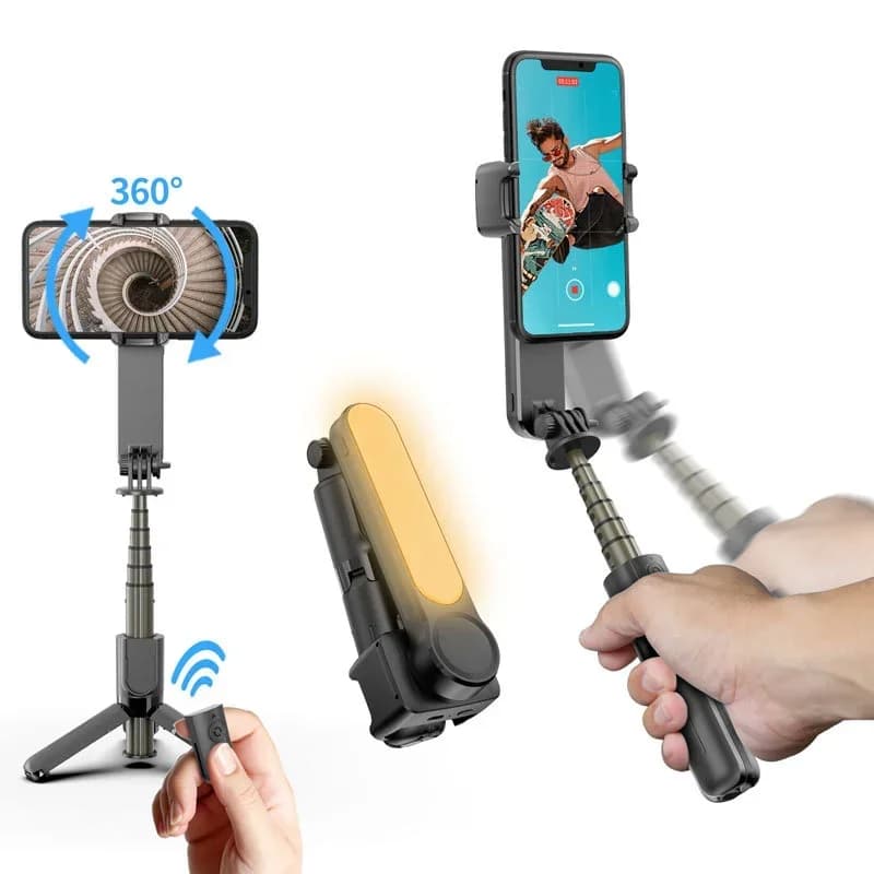 Handheld Selfie Stick Gimbal Stabilizer Holder Adjustable Fill Light Selfie Stand Bluetooth Mobile Phone For IPhone Samsung