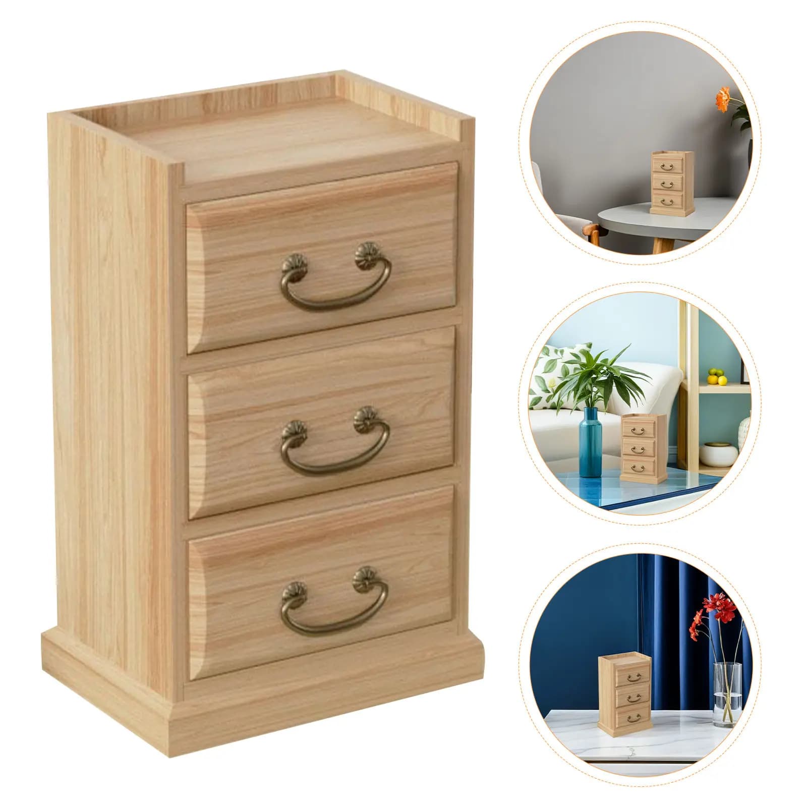 Organizer da Scrivania in Legno con Cassetto, Contenitore Impilabile per Ufficio, Casa, Trucchi, Prodotti per la Cura della Pelle, Gioielli