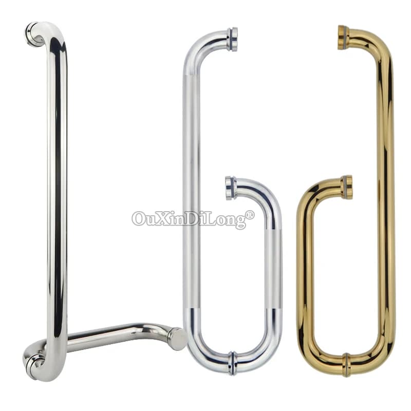 7Colors 304 Stainless Steel Bathroom Sliding Door Handles L Shape Shower Cabin Glass Door Push Pull Handles Towel Bar for 8~12mm