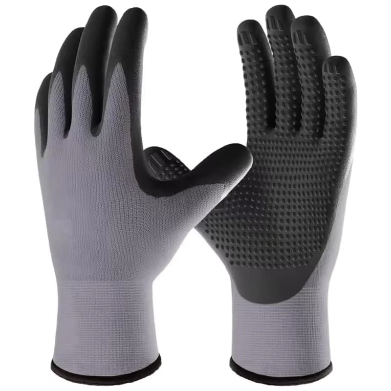 Guanti da lavoro rivestiti in microfoam nitrile Guanti da lavoro con impugnatura a pois Guanti di sicurezza in maglia senza cuciture per uomo Donna Giardinaggio Assemblaggio industriale
