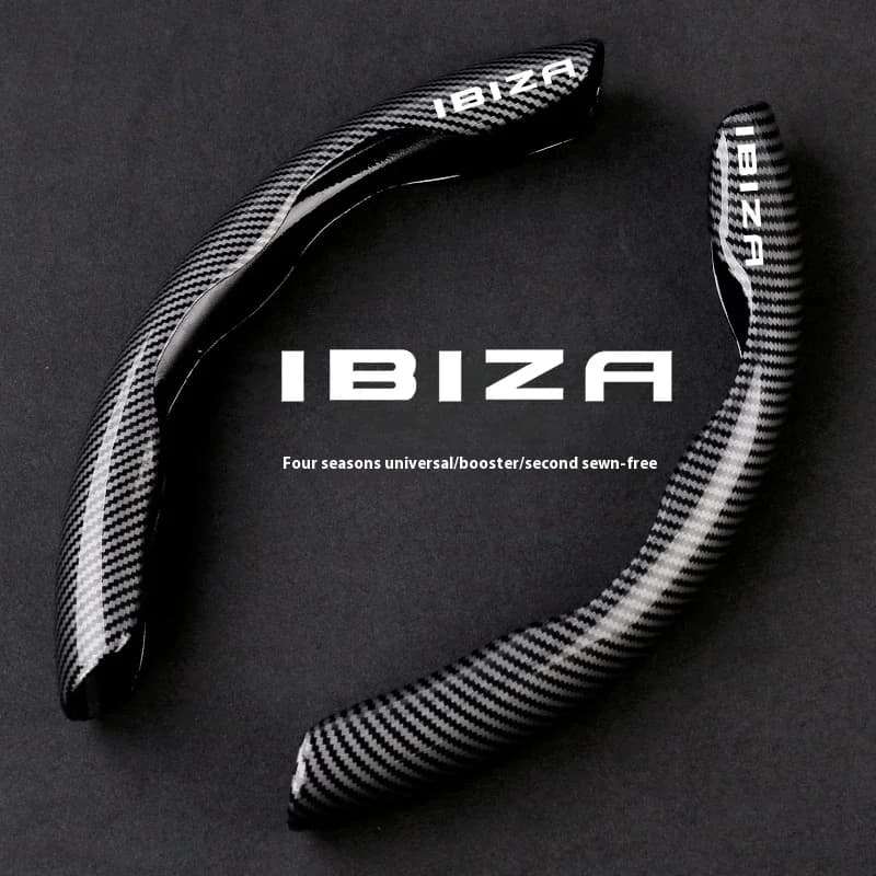 Car Carbon Fiber Texture Steering Wheel Cover For Seat IBIZA 6j 6l 6f Leon Ateca Auto interior Steering Wheel Cover Accessories